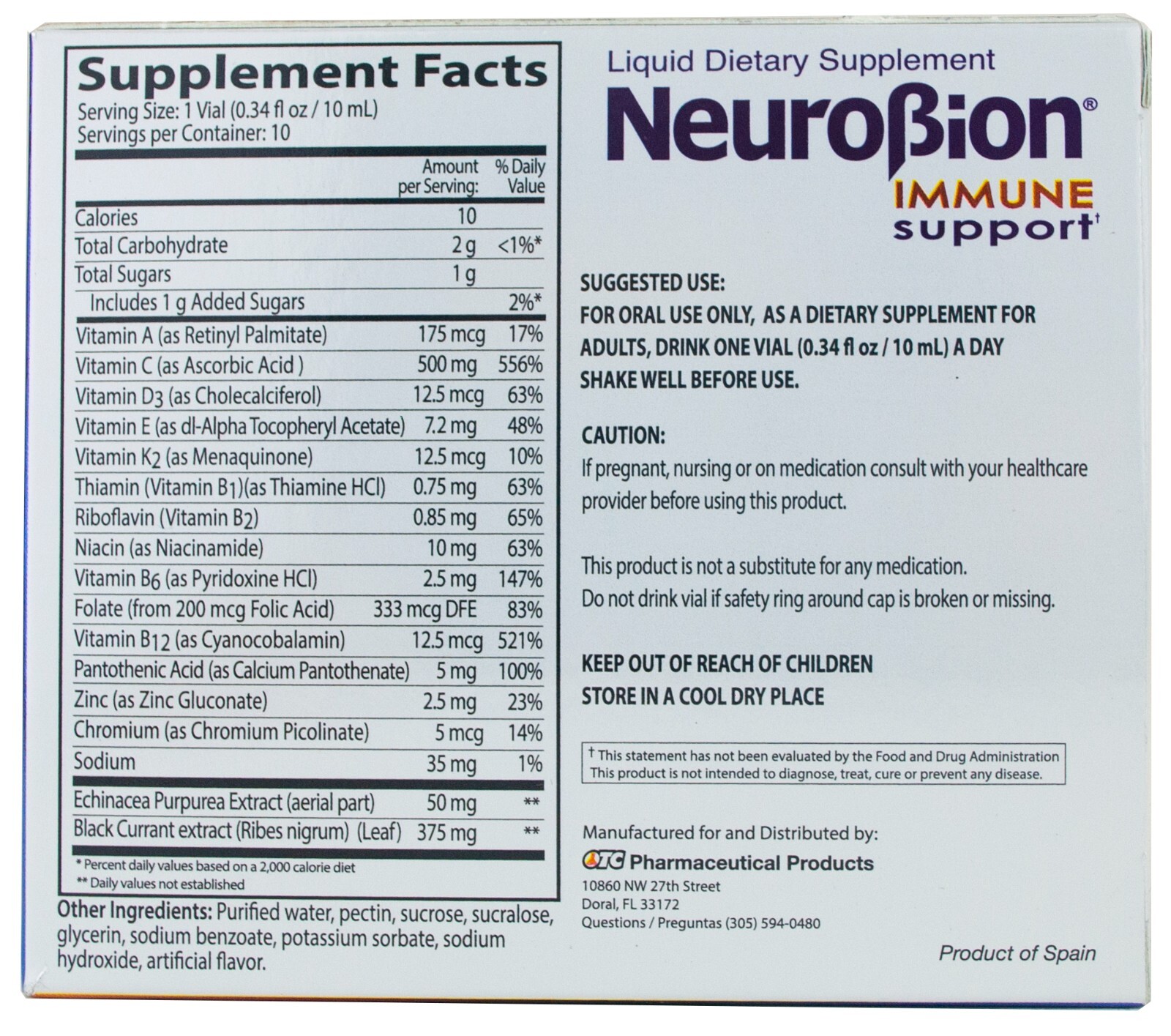 NEUROBION IMMUNE SUPPORT VITAMINS 10 Drinkable Vials, Exp. 09/2024