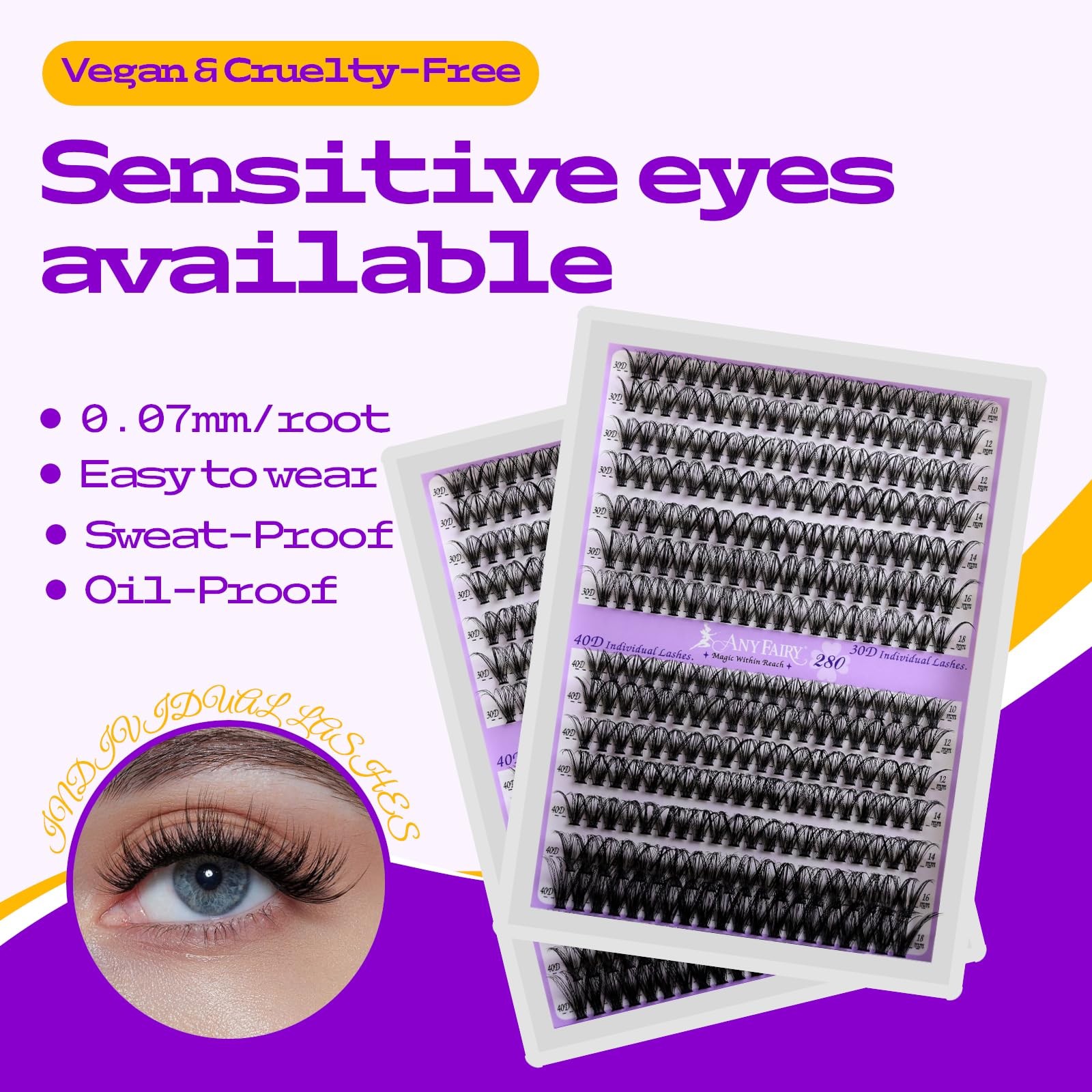 AnyFairy Lash Clusters kit DIY Extension 1 pair (Pack of 1), 30D-40D