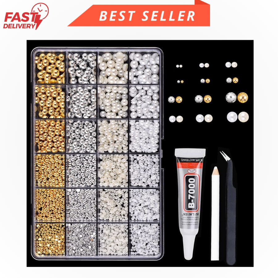 Silver Gold 3D Nail Pearls Gems Beads for Nail Art Crafts