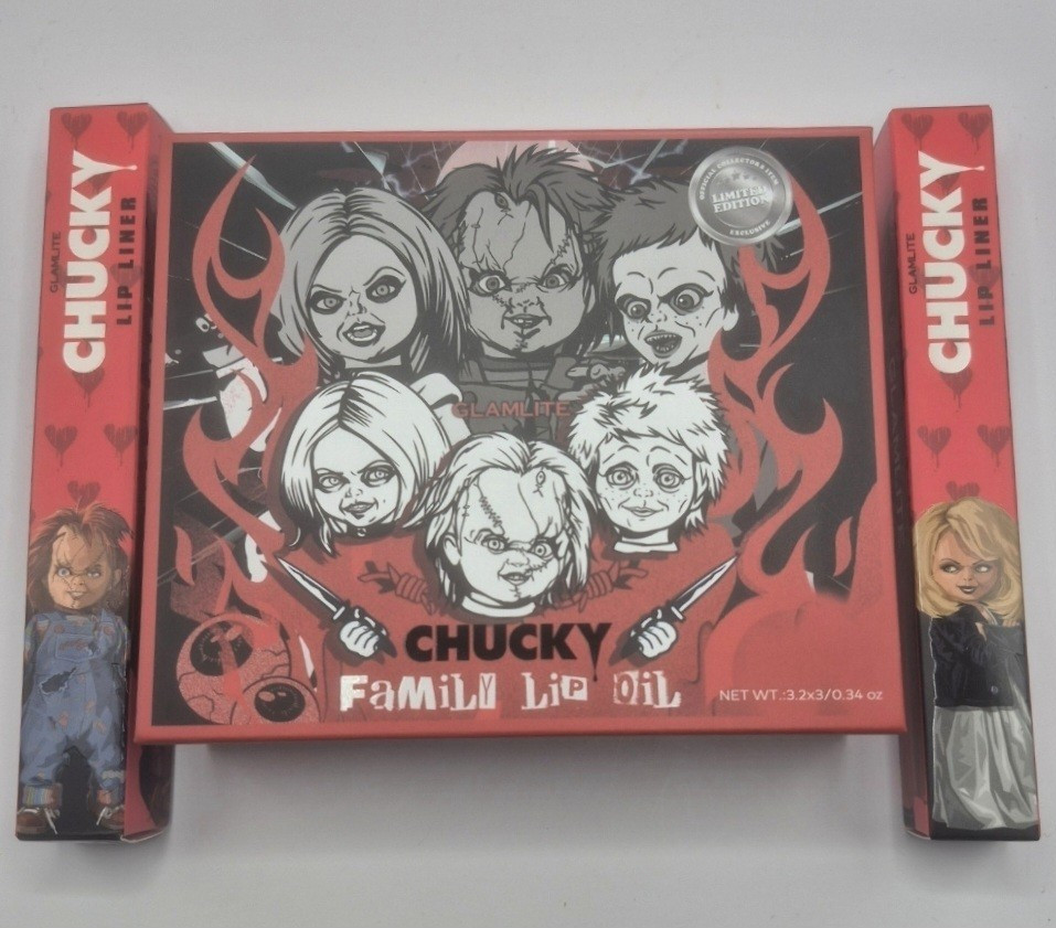 Glamlite Chucky Family Lip Oil & Lip Liner Set, Limited Edition Glossy