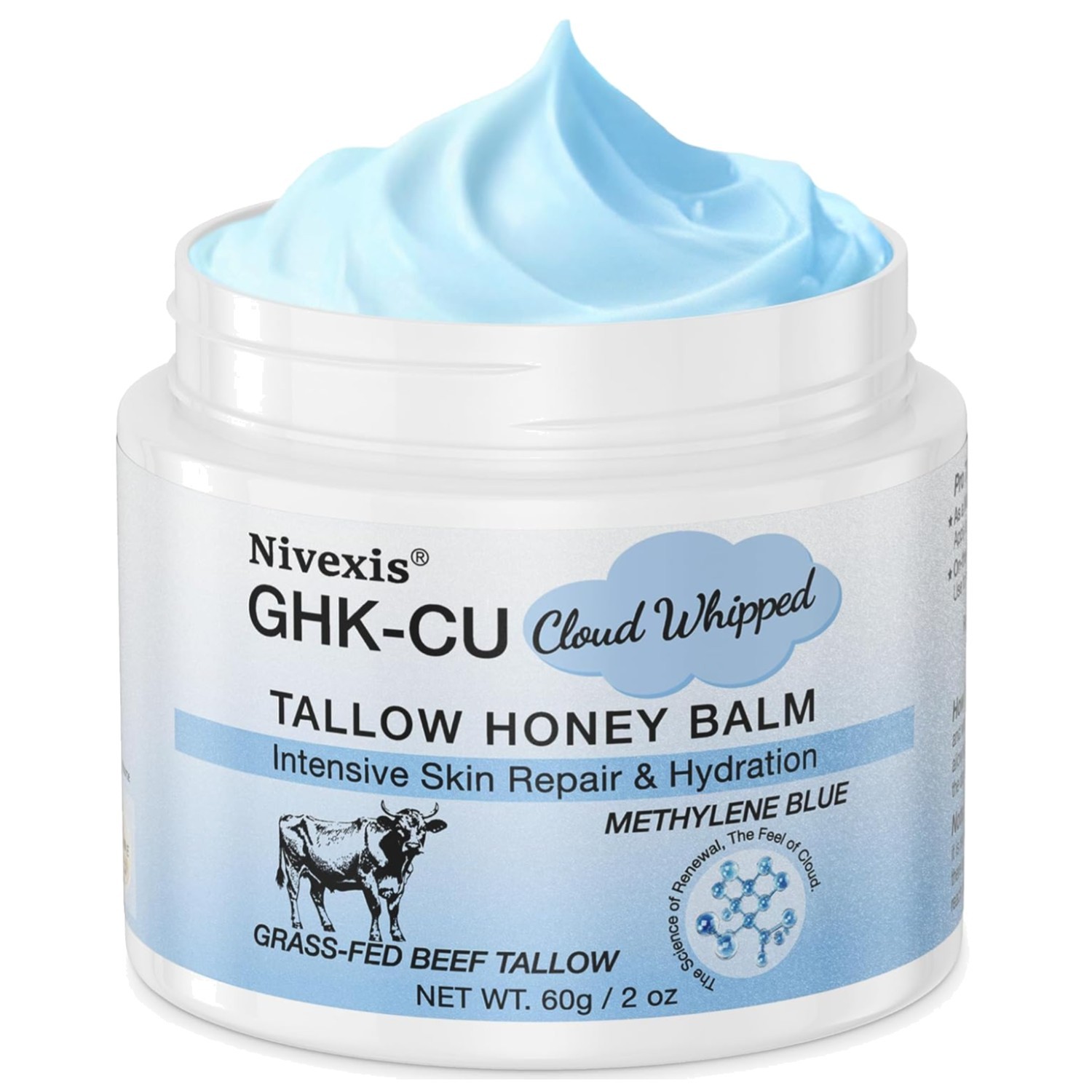 HealthyDerm Copper Peptides GHK-Cu Beef Tallow for Skin Blue Balm with Methyl…