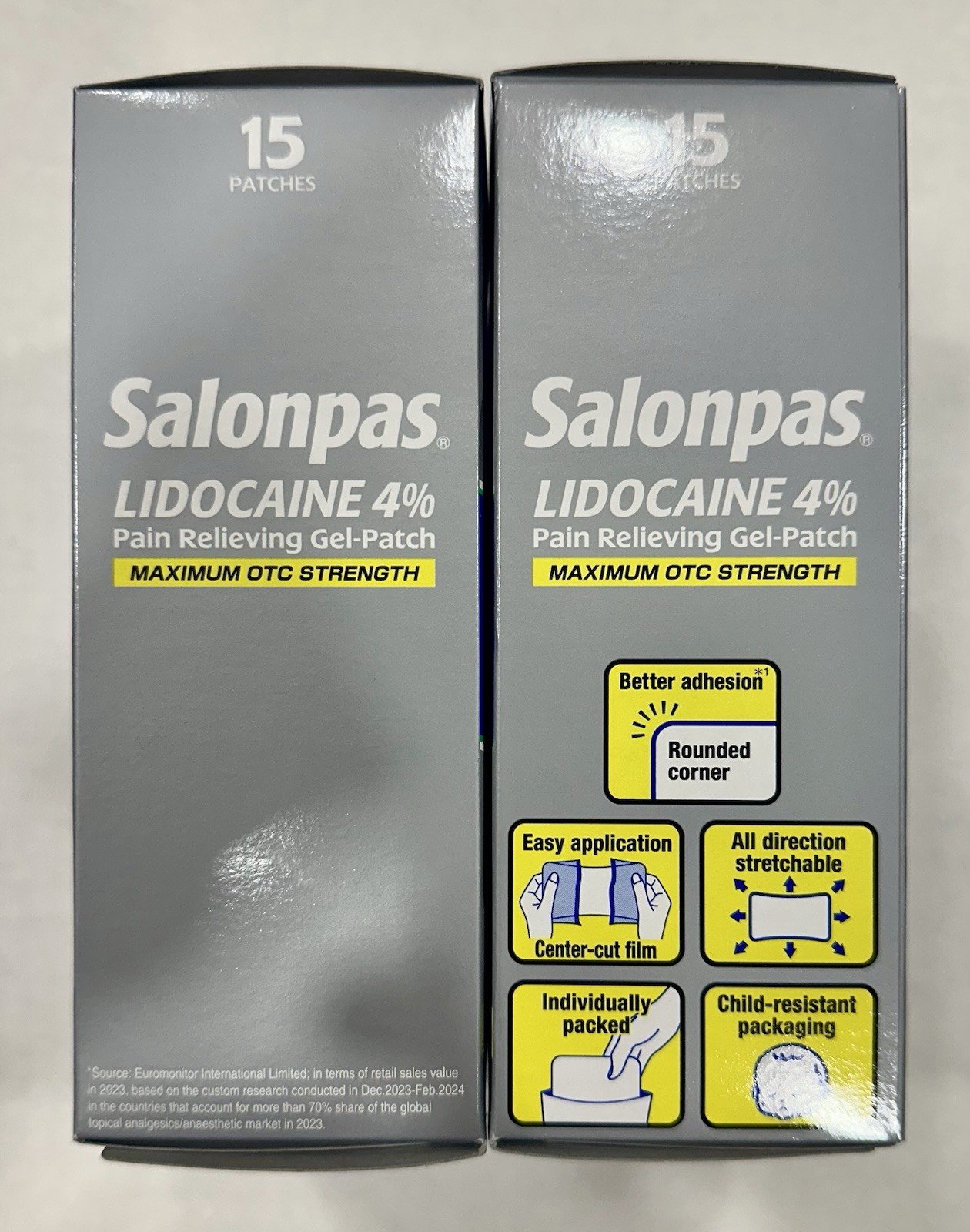 Salonpas 4% Maximum Strength Pain Relief Gel-Patch Total 30 Patches (Pack of 2)