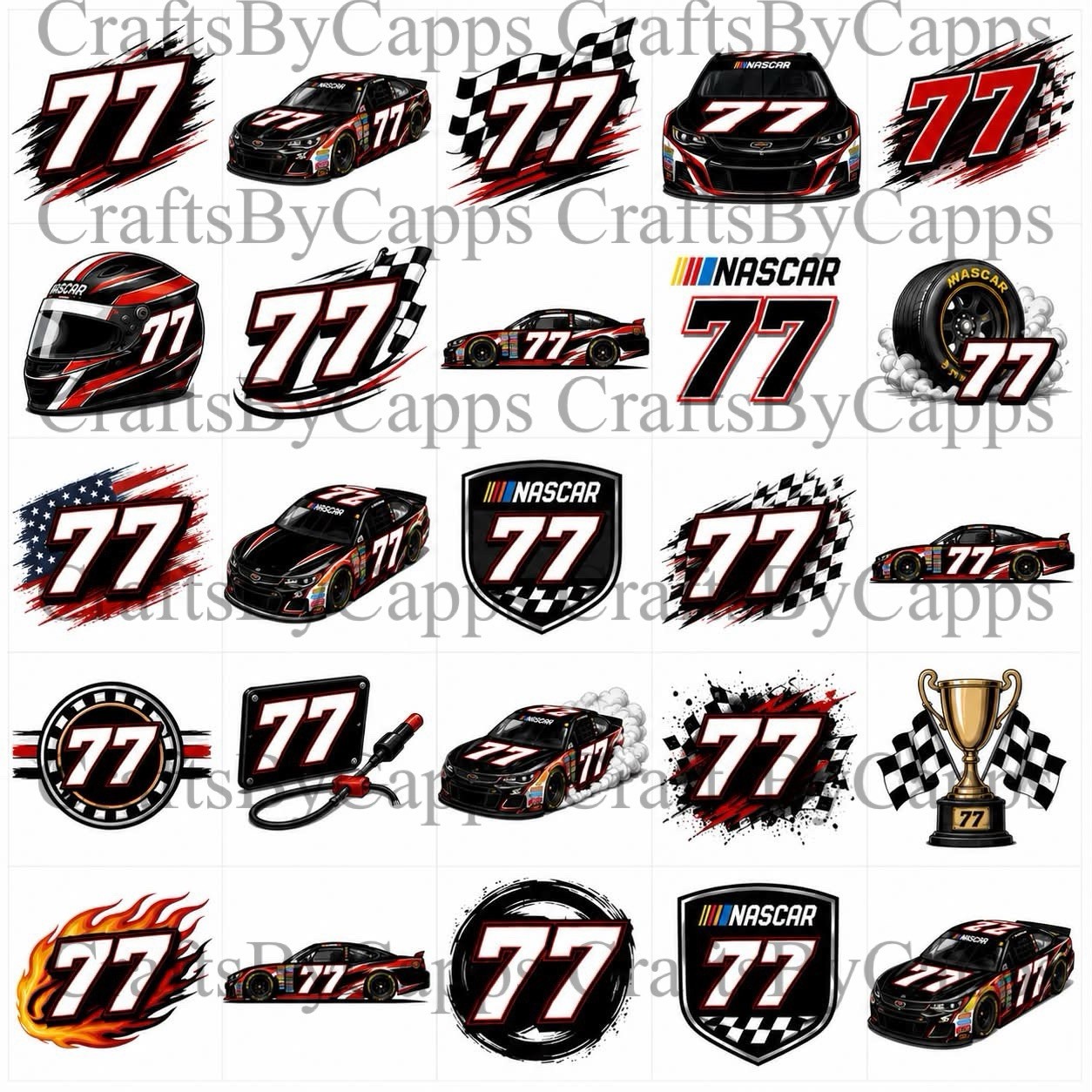 NASCAR #77 Waterslide Decals For Nails, Hot Wheels, Etc Set Of 50 KC