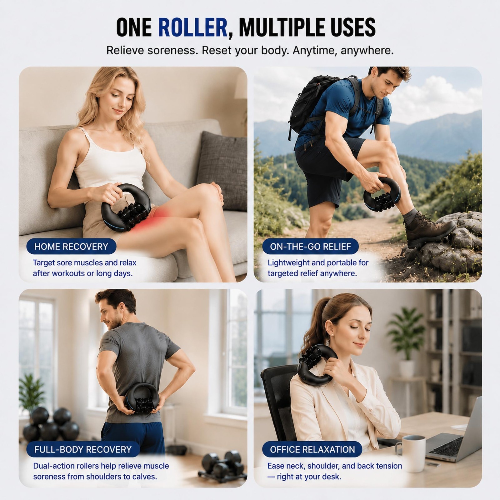 Electric Handheld Rolling Massager Full Body Muscle Roller for Leg Back Shoulder