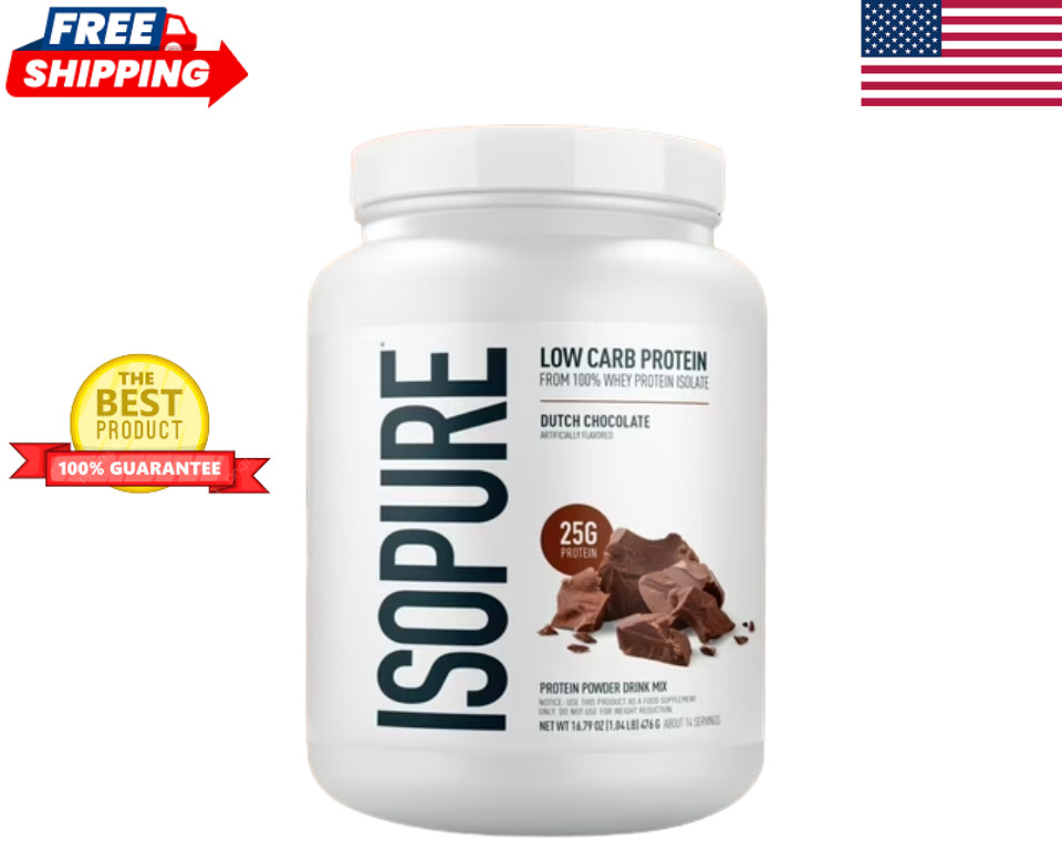 Isopure Low Carb 100% Whey Protein Isolate Chocolate Powder 14 Servings 25g