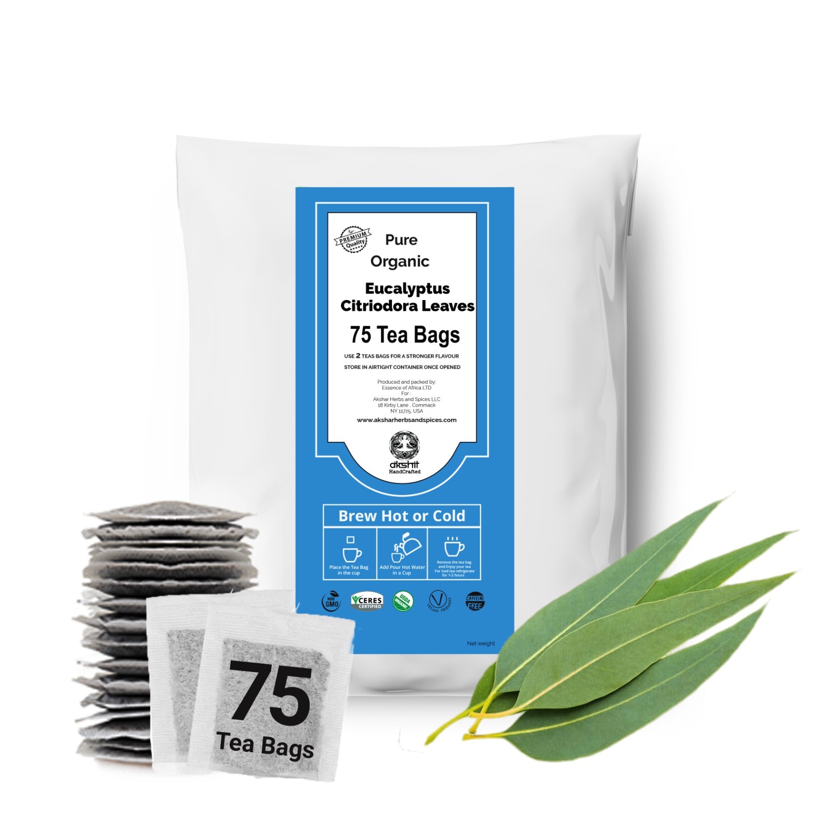 75 Organic Eucalyptus Tea Bags,Pure Eucalyptus Leaf Tea,Respiratory Herbal Tea