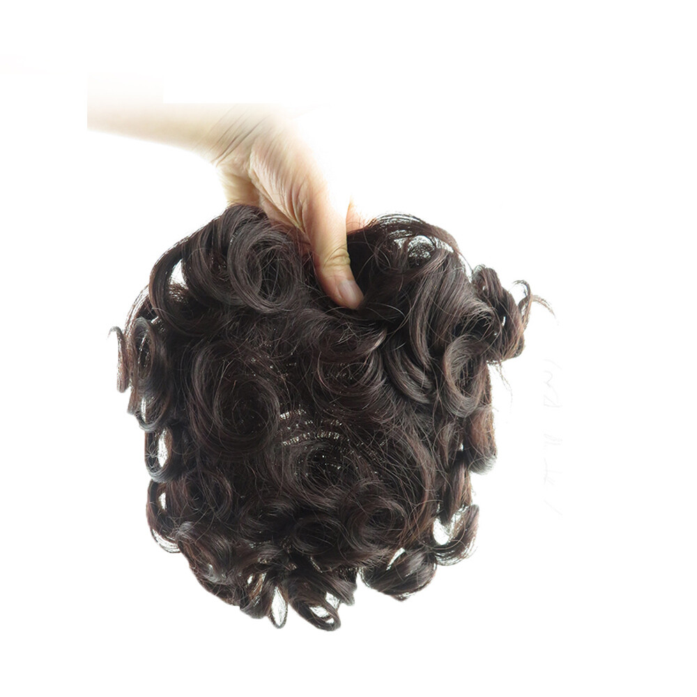 Short Wavy Curly Hair Crown Topper Human Hair Replacement for Women’s Thin Hair