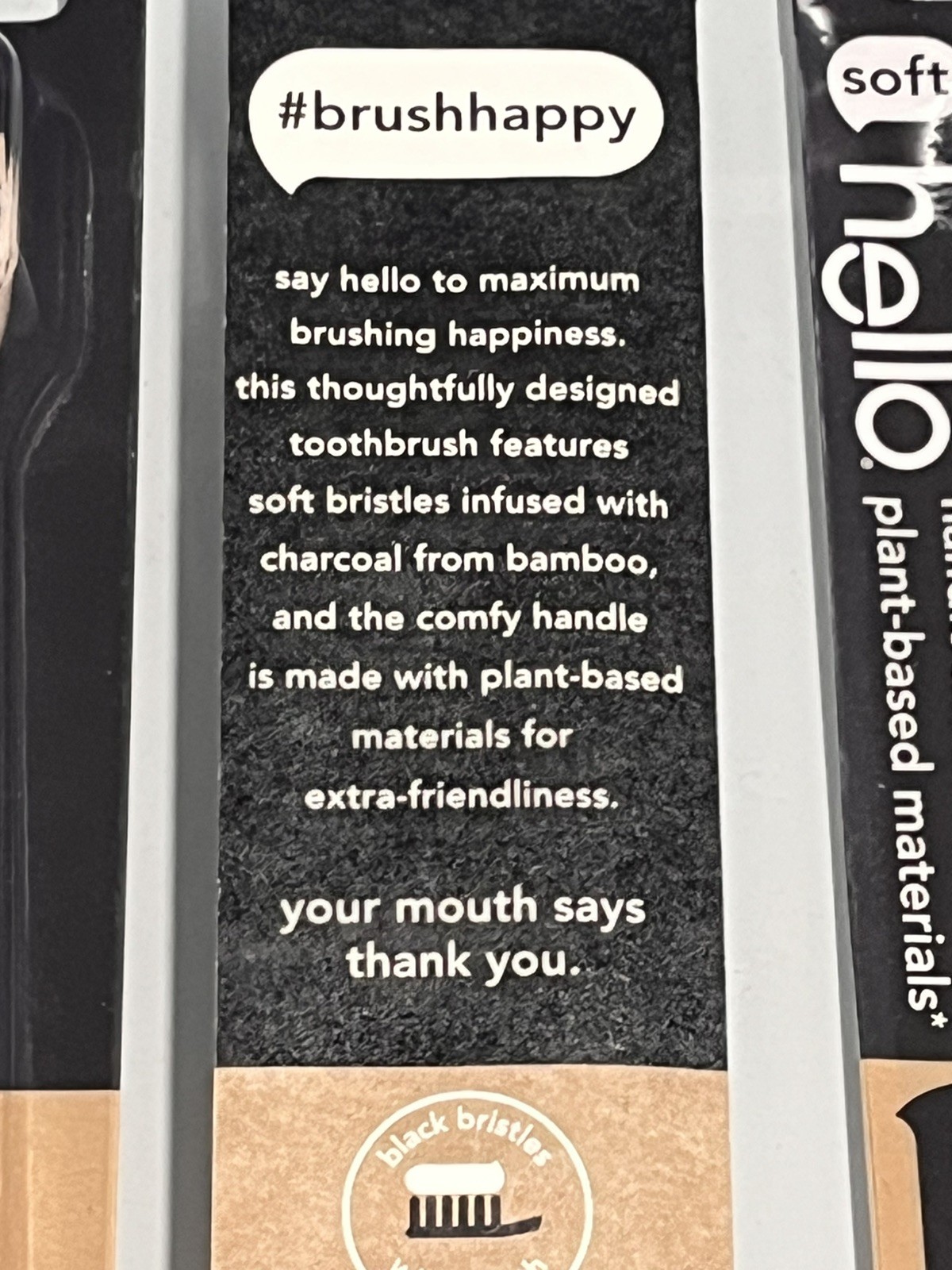 Lot of 4-Individual – Hello Soft Charcoal Infused Tapered Bristle Toothbrush-NEW