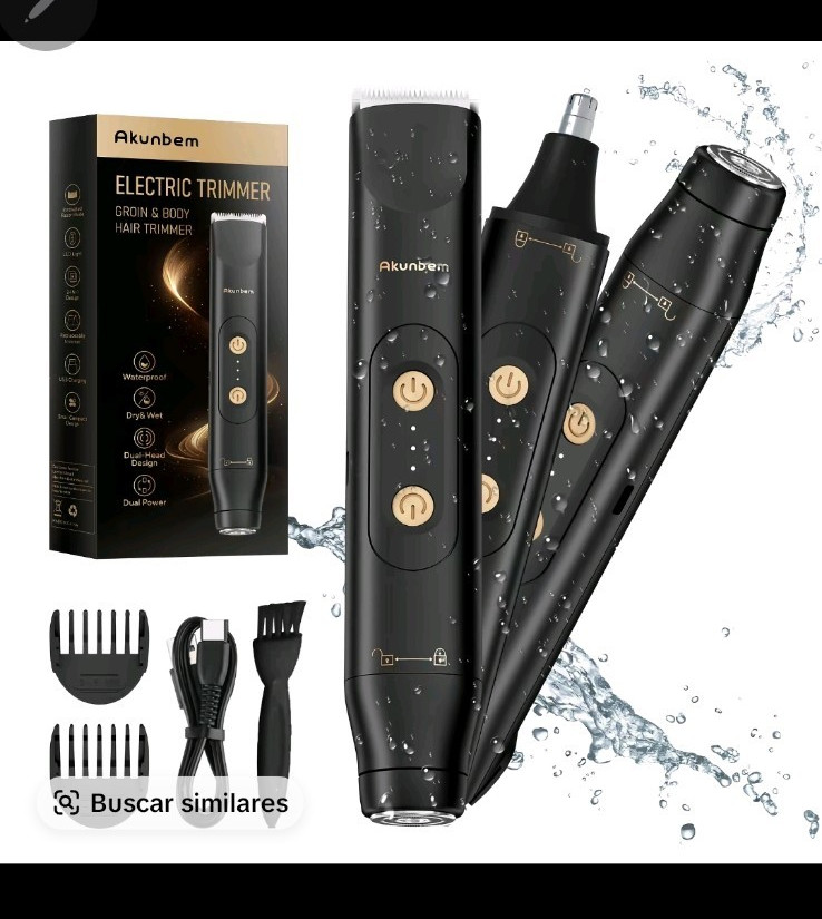 Akunbem Body & Hair Trimmer Waterproof Wet/Dry USB Rechargeable Black