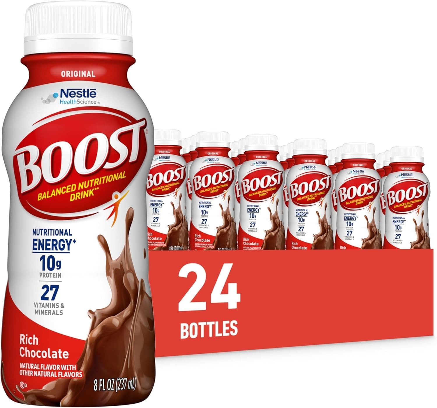 BOOST Original Ready to Drink Nutritional Drinks, Rich Chocolate, 8 Fl Oz 24pk