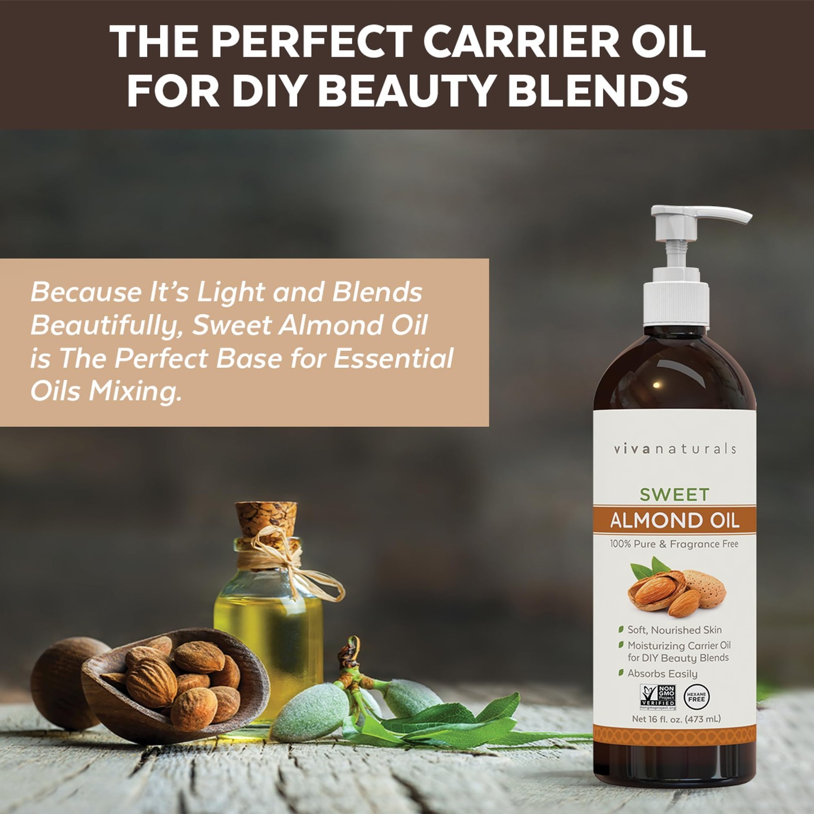 Sweet Almond Oil, 16 fl. oz – Skin & Hair Moisturizer, Body & Massage Oil, Ca…