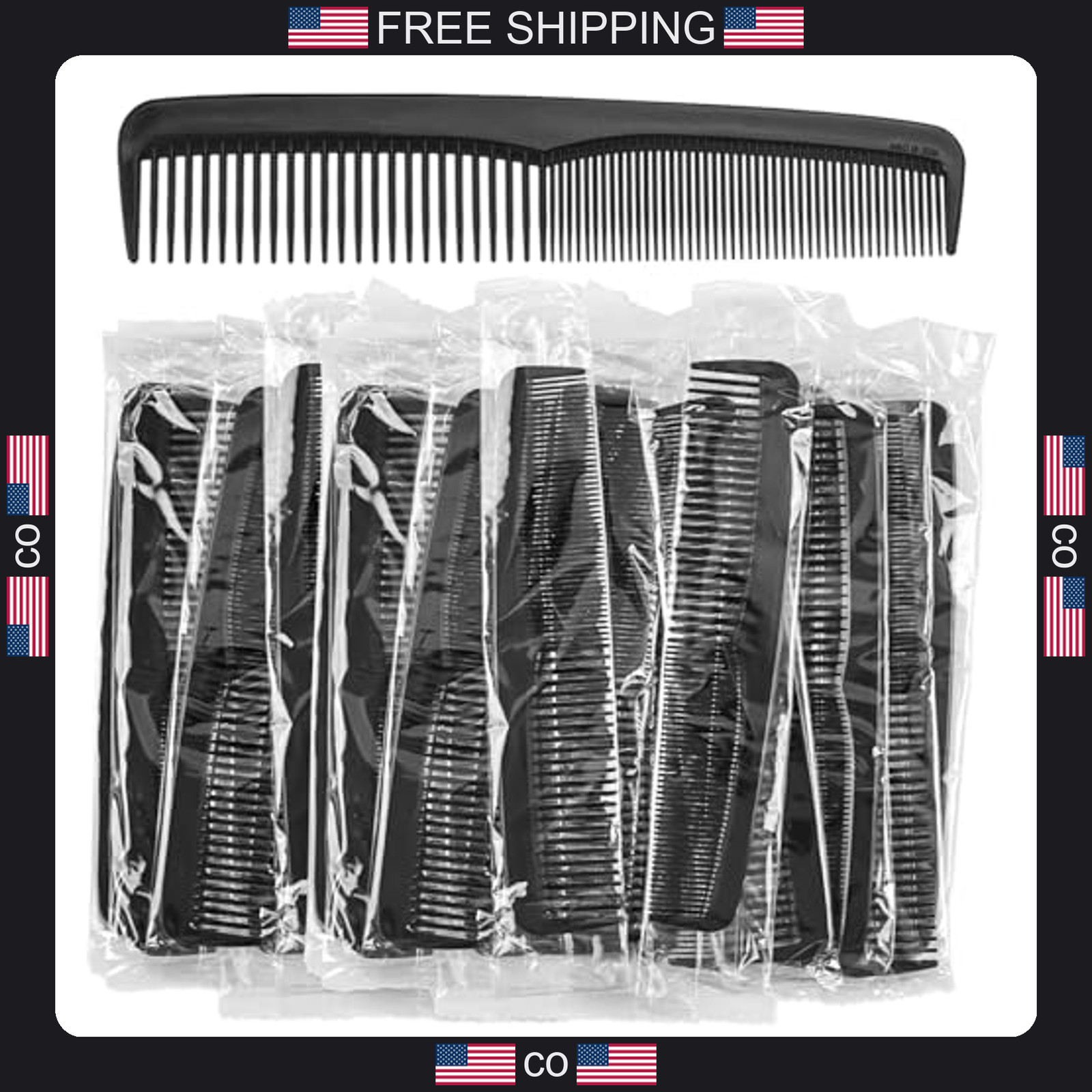 100 Pack Black Plastic Comb for Travel and Hospitality