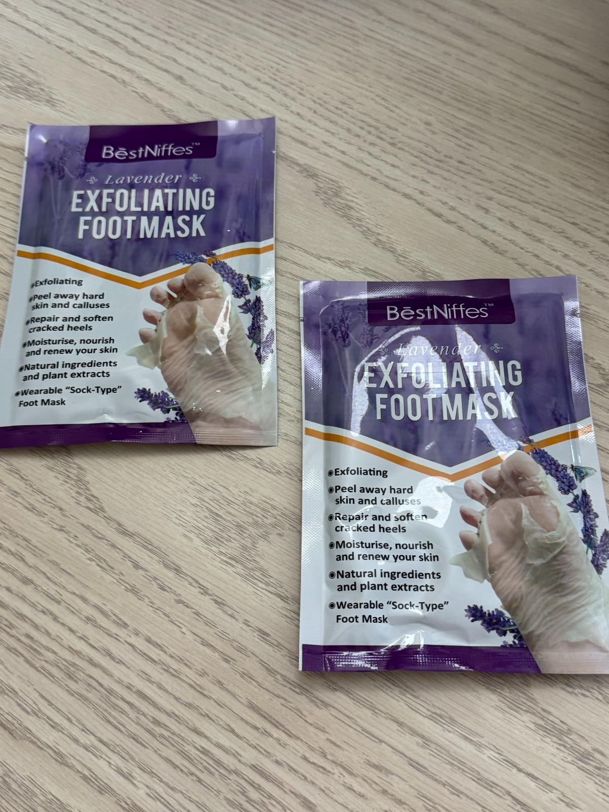 Foot Peel Mask 2 Pack Remove Callus & Repair rough heals-Men Women (Lavender)