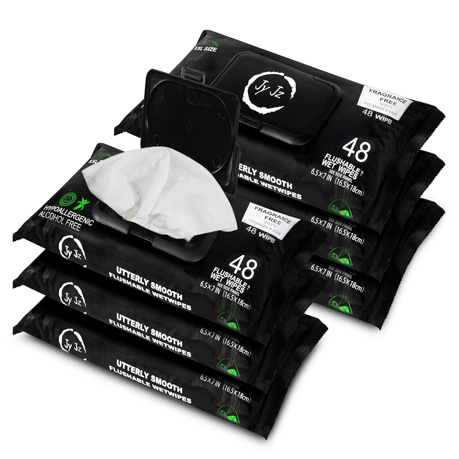 Flushable XL Wet Wipes, 288 Count – Biodegradable, Fragrance Free, Aloe Infused