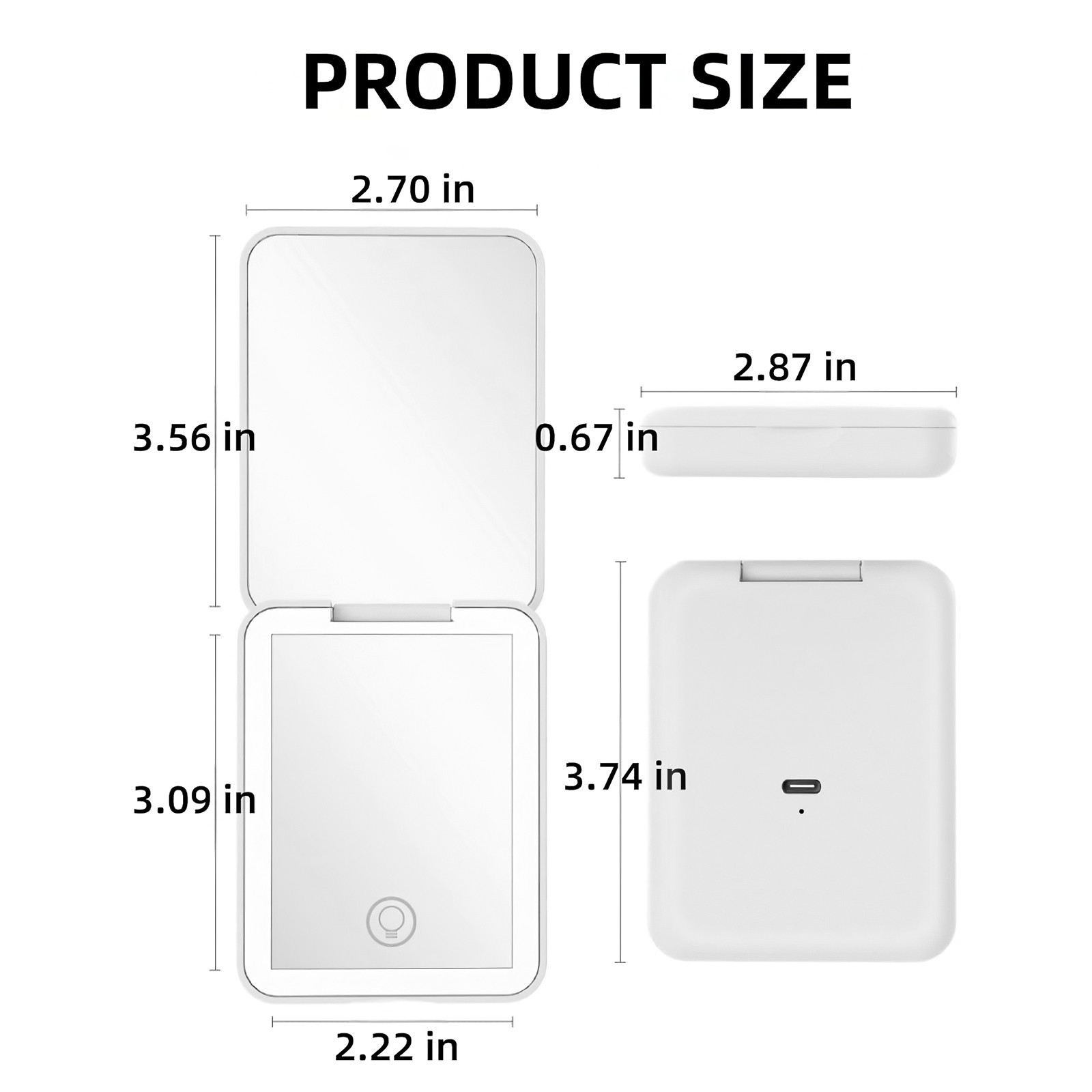 LED Mirror Pocket Makeup Mirror Compact Double Mirror with LED USB Rechargeable
