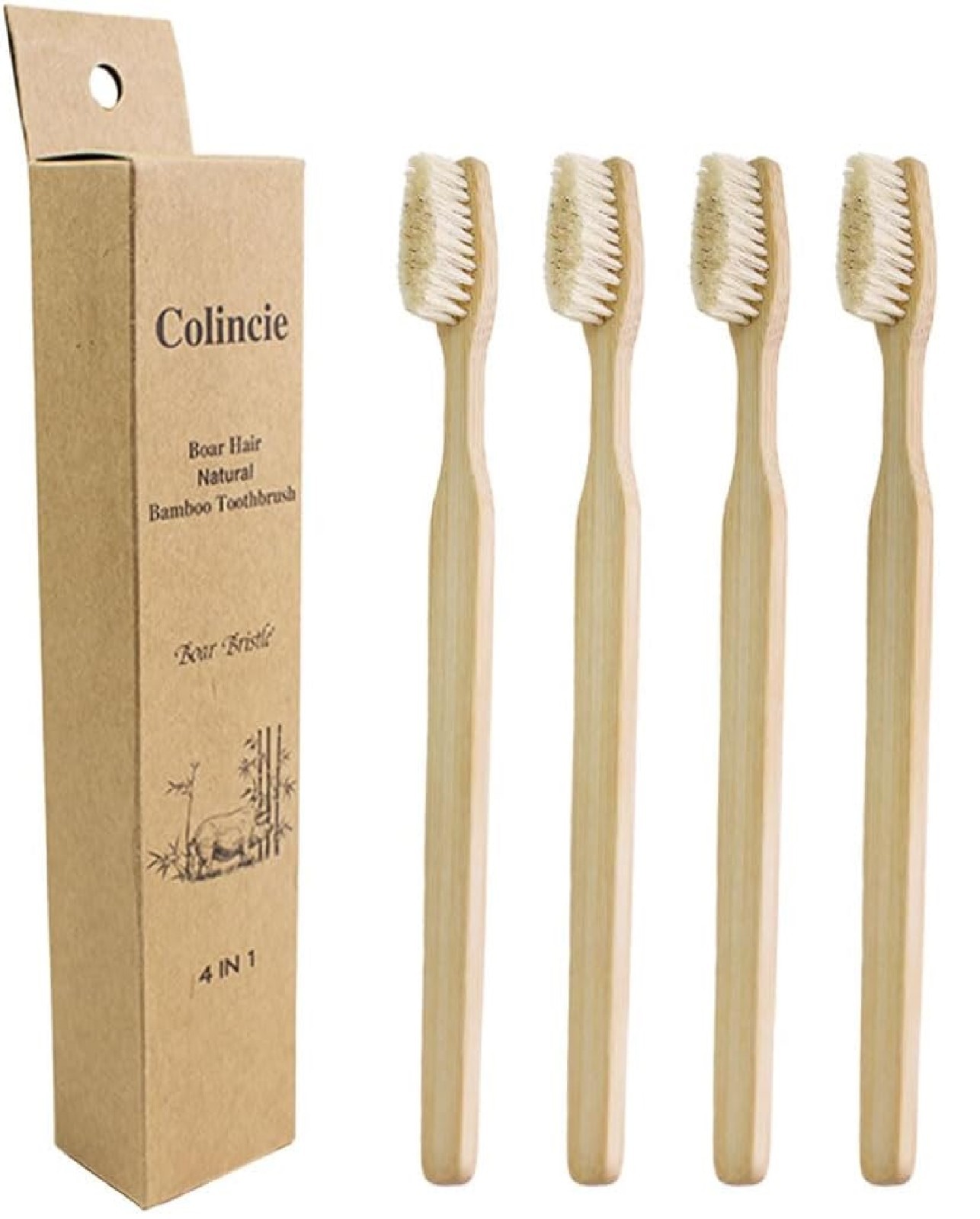 Bamboo Toothbrushes Boar Bristle Toothbrush Biodegradable Natural Bamboo Wood…