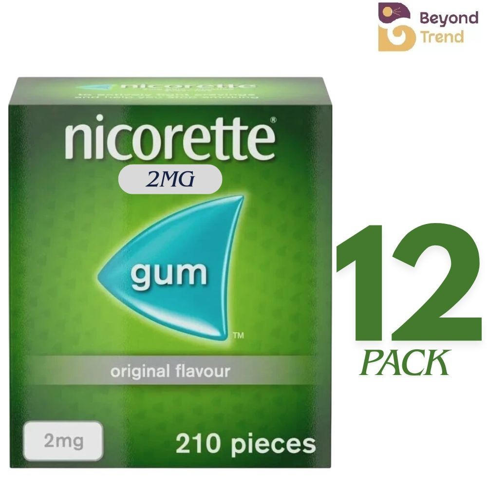 12 X Nicorette ORIGINAL Flavour Gum 2MG 210 Pieces “USA SELLER”