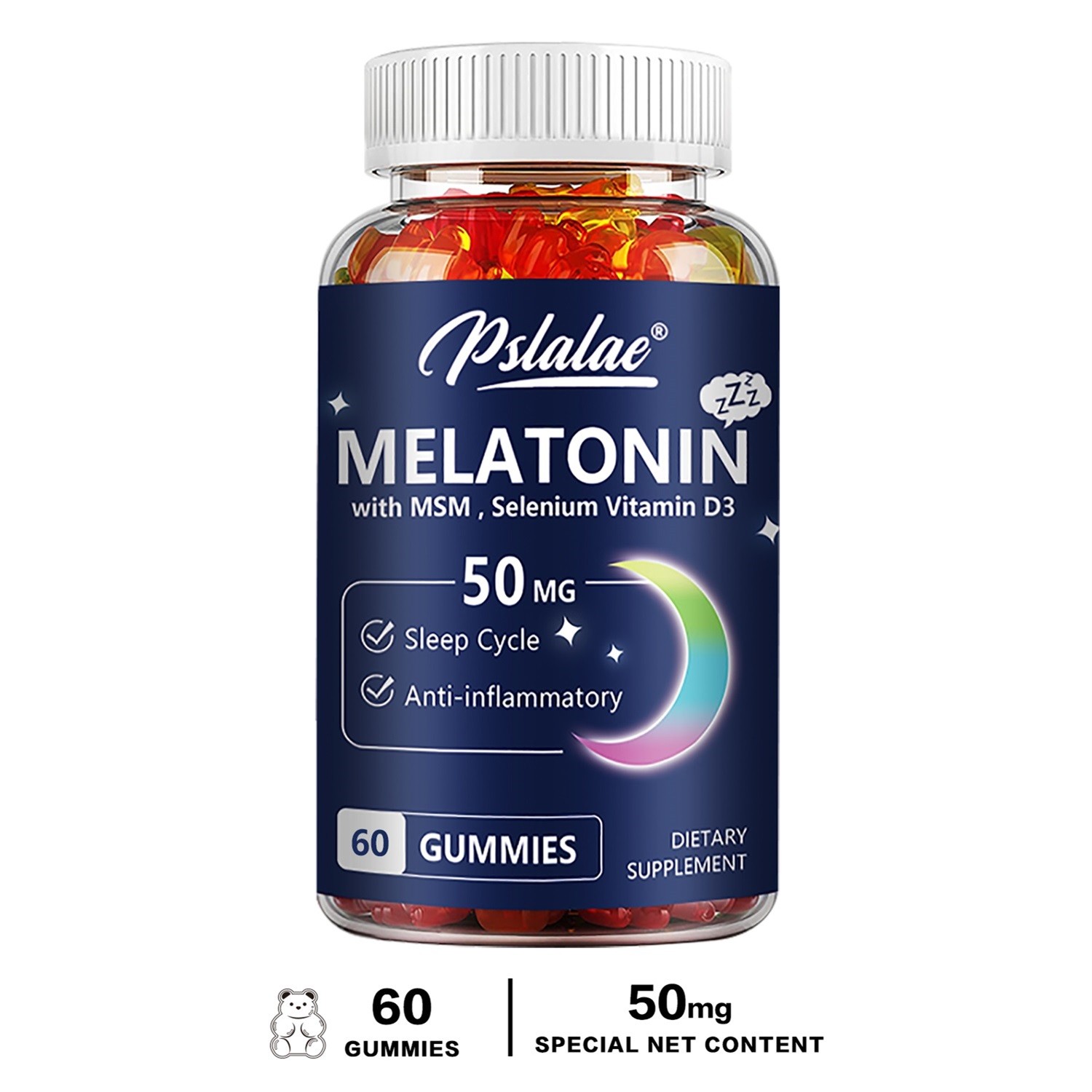 Melatonin 50mg – Sleep Aid, Regulate Sleep Cycle, Promote Relaxation – Zinc, MSM