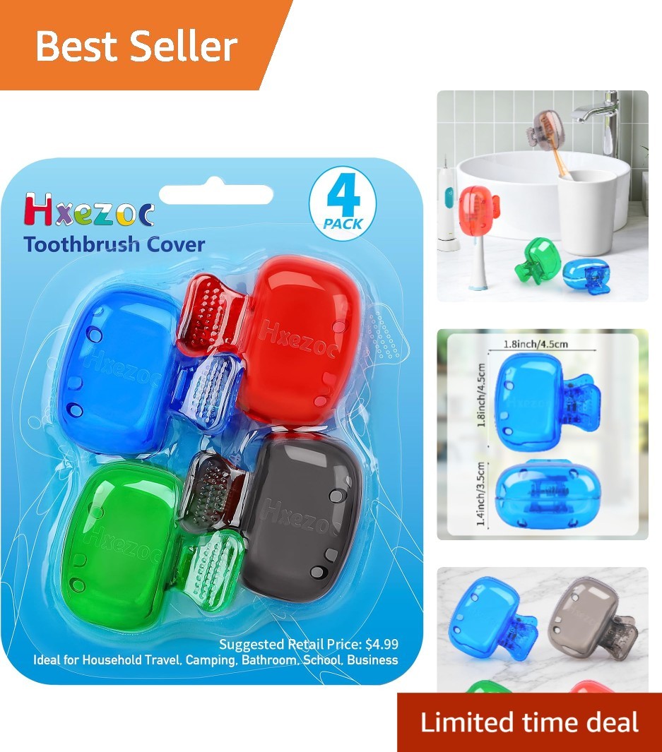 Travel-Friendly Toothbrush Holder Set – 4 Pack Protective Covers for Hygiene