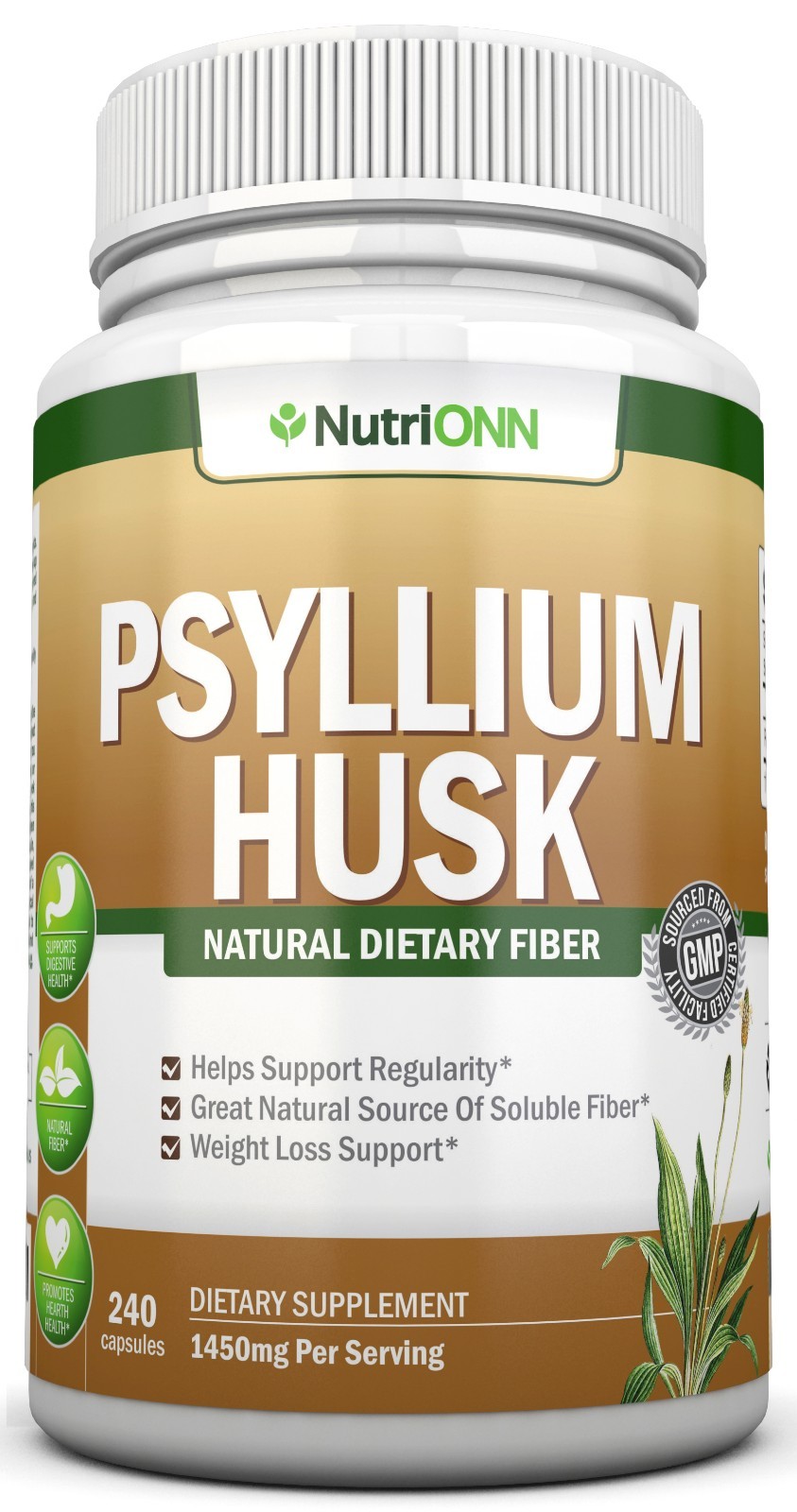 PSYLLIUM HUSK CAPSULES – 1450mg Per Serving – 240 Capsules – Premium Product