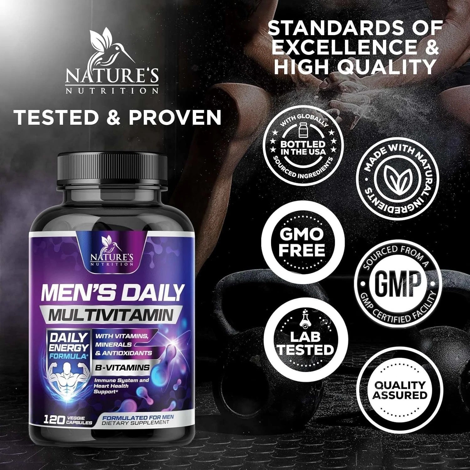 Multivitamin for Men Vitamin A, C, D, E, Zinc, Calcium, Multivitamins for Immune