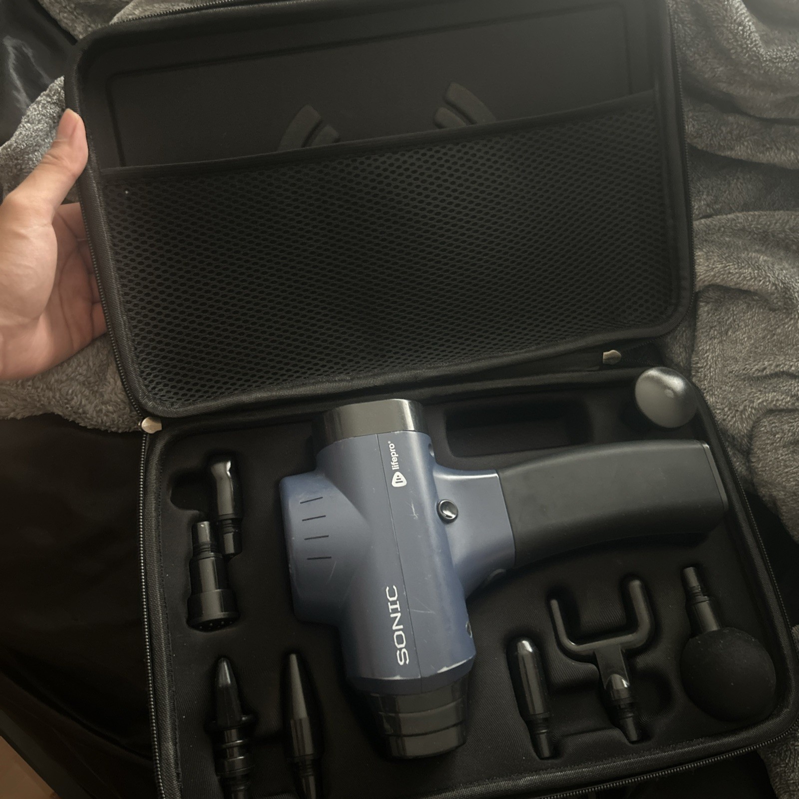 LifePro Soar FX Sonic Handheld Percussion Massage Gun Massager – Blue