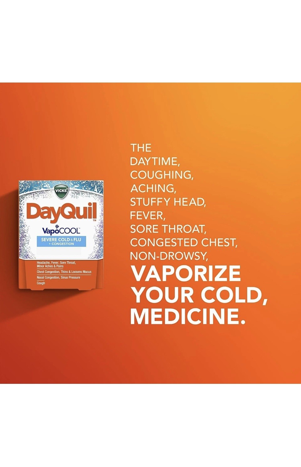 Vicks DayQuil SEVERE VapoCOOL Cold & Flu Relief 24 Caplets.EXP 04.2028
