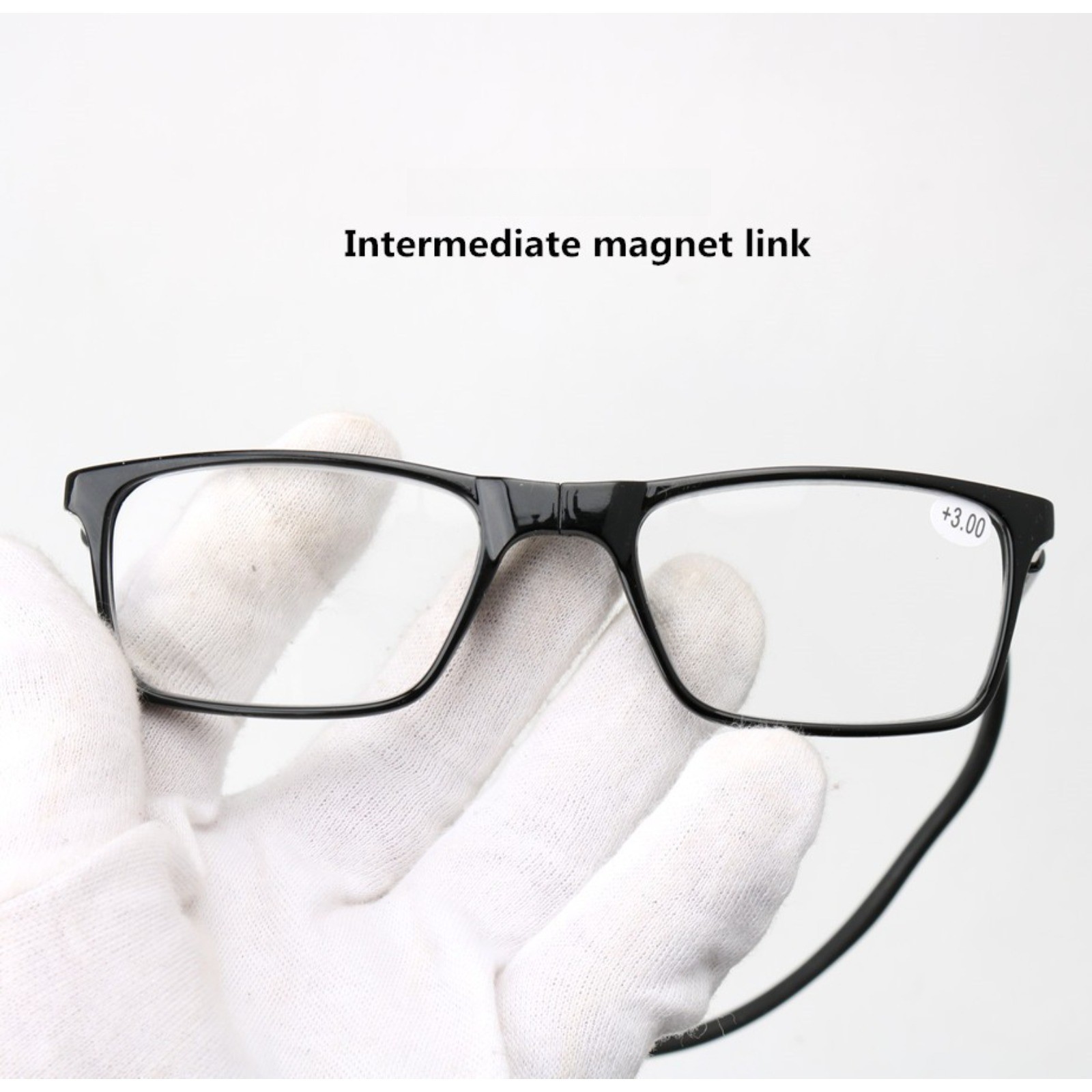 HD Magnetic Neck Reading Glasses, PC Square Retractable Leg Unisex Daily Eyewear