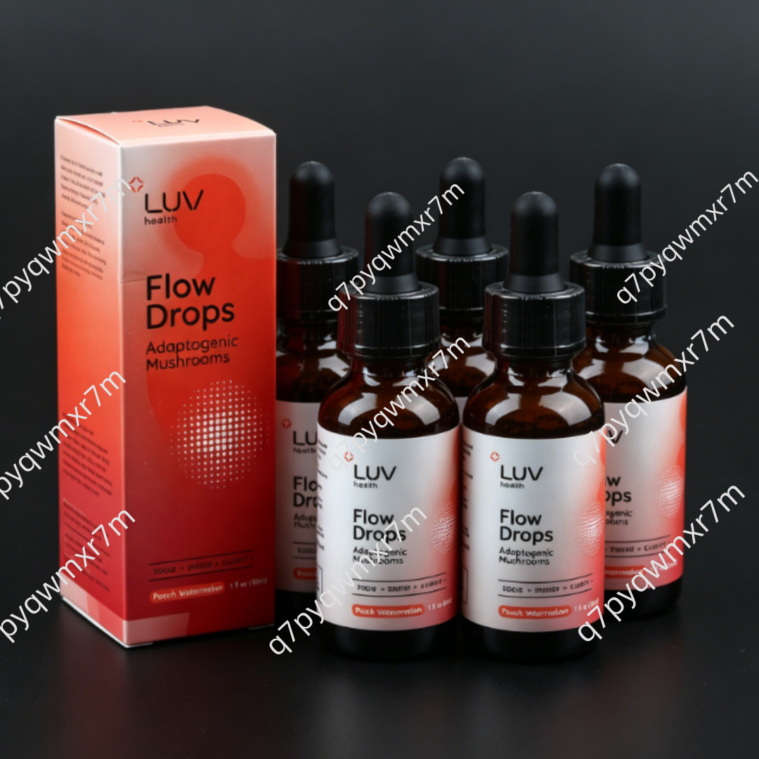 5pack LUV Health Flow Drops-Adaptogen Mushroom Blend-Peach Watermelon Flavor NEW
