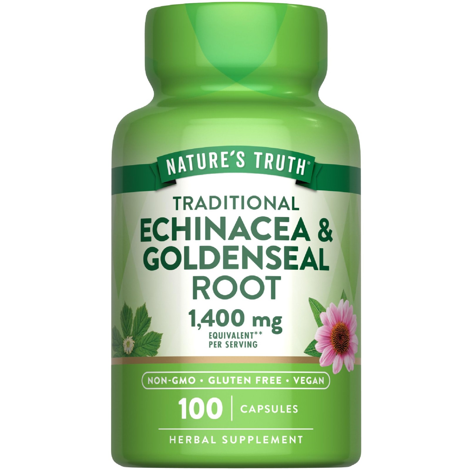 Echinacea Goldenseal Capsules | 100 Count | Vegan, Non-GMO & Gluten Free Supp…