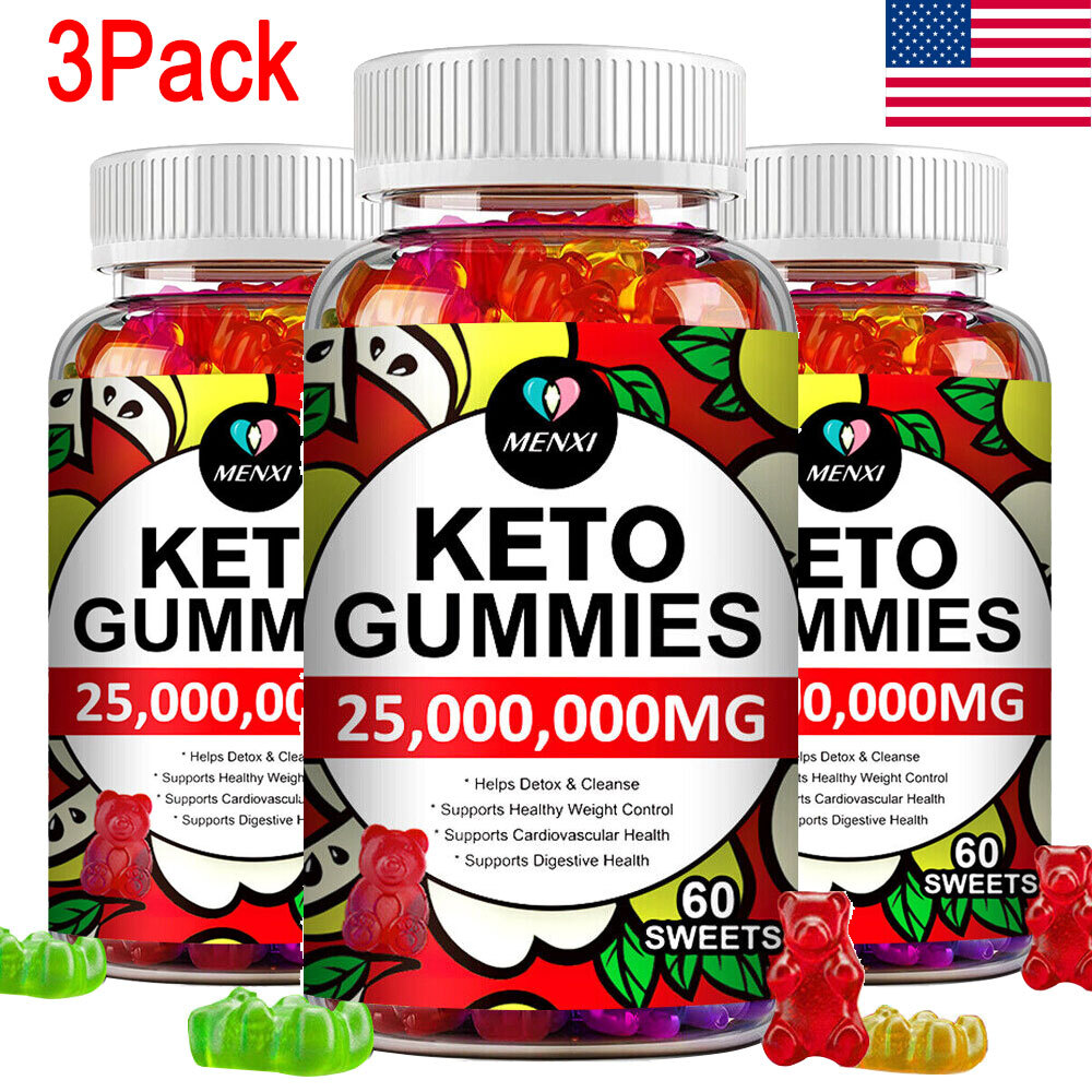 3PC Keto Slimming Gummies 25,000,000mg Apple Cider Vinegar ACV Weight Loss Gummy