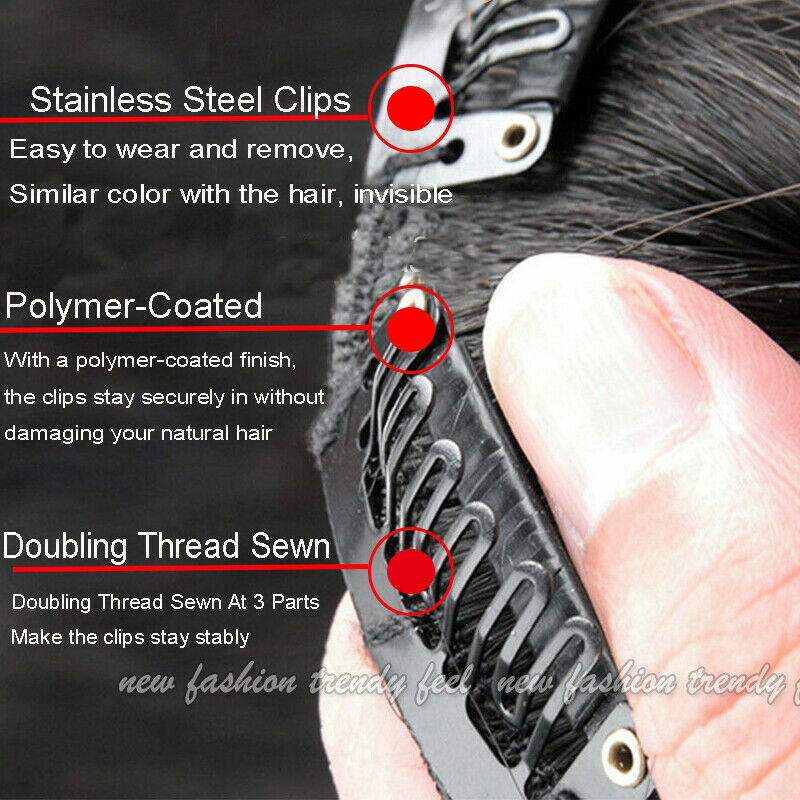 Clip In 100% Real Hair Extensions Remy Human Hair Full Head 8 PIECES 18CLIPS SUA