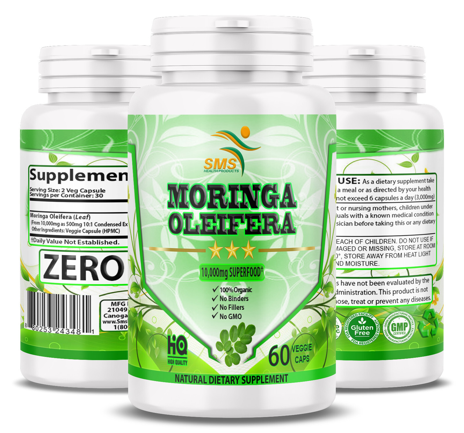 Moringa Oleifera Leaf Organic Extract 10,000mg Serving 100% Pure 180 Capsules