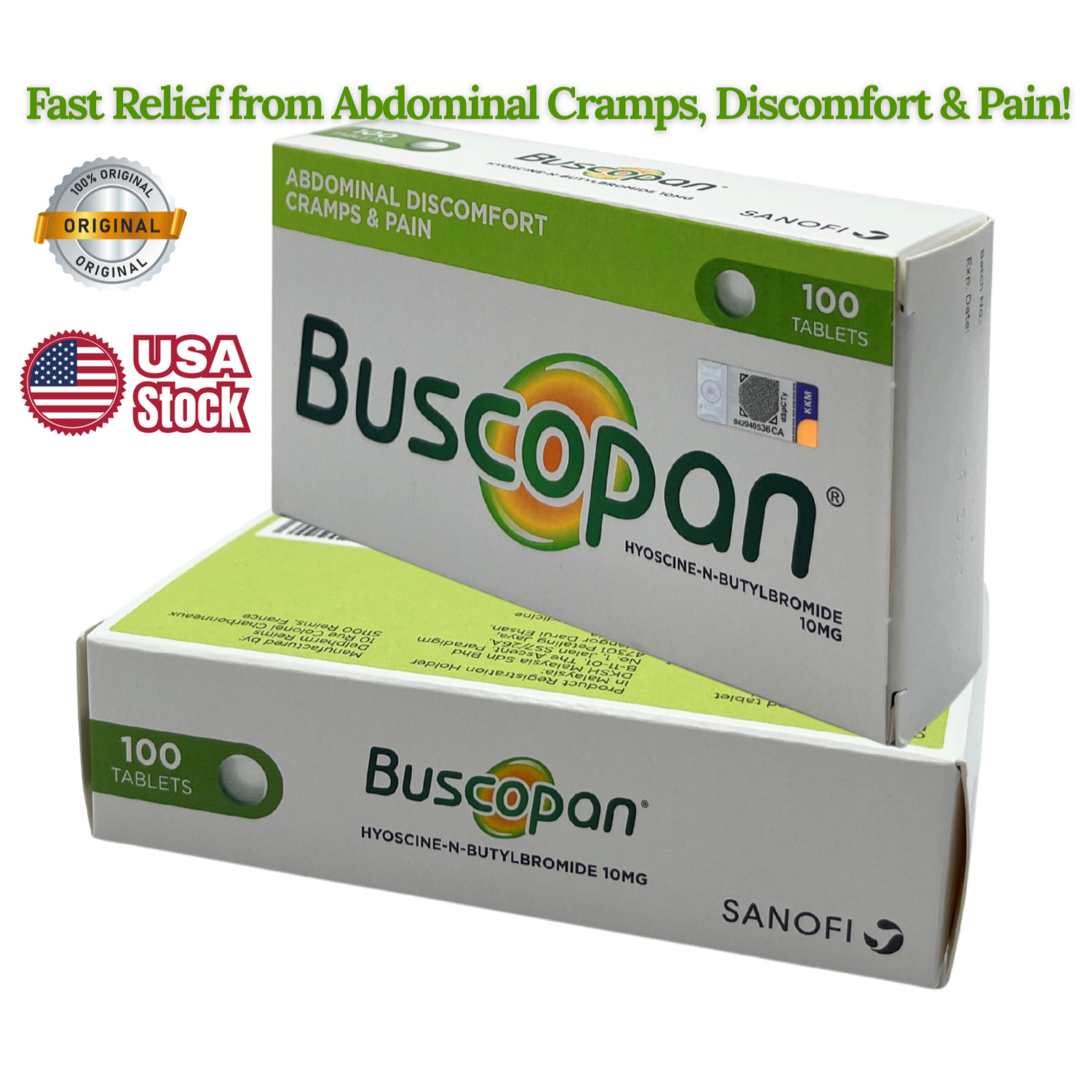 100 Tablets 10mg Irritable Stomach Discomfort Cramps Pain Relief [SHIP FROM USA]