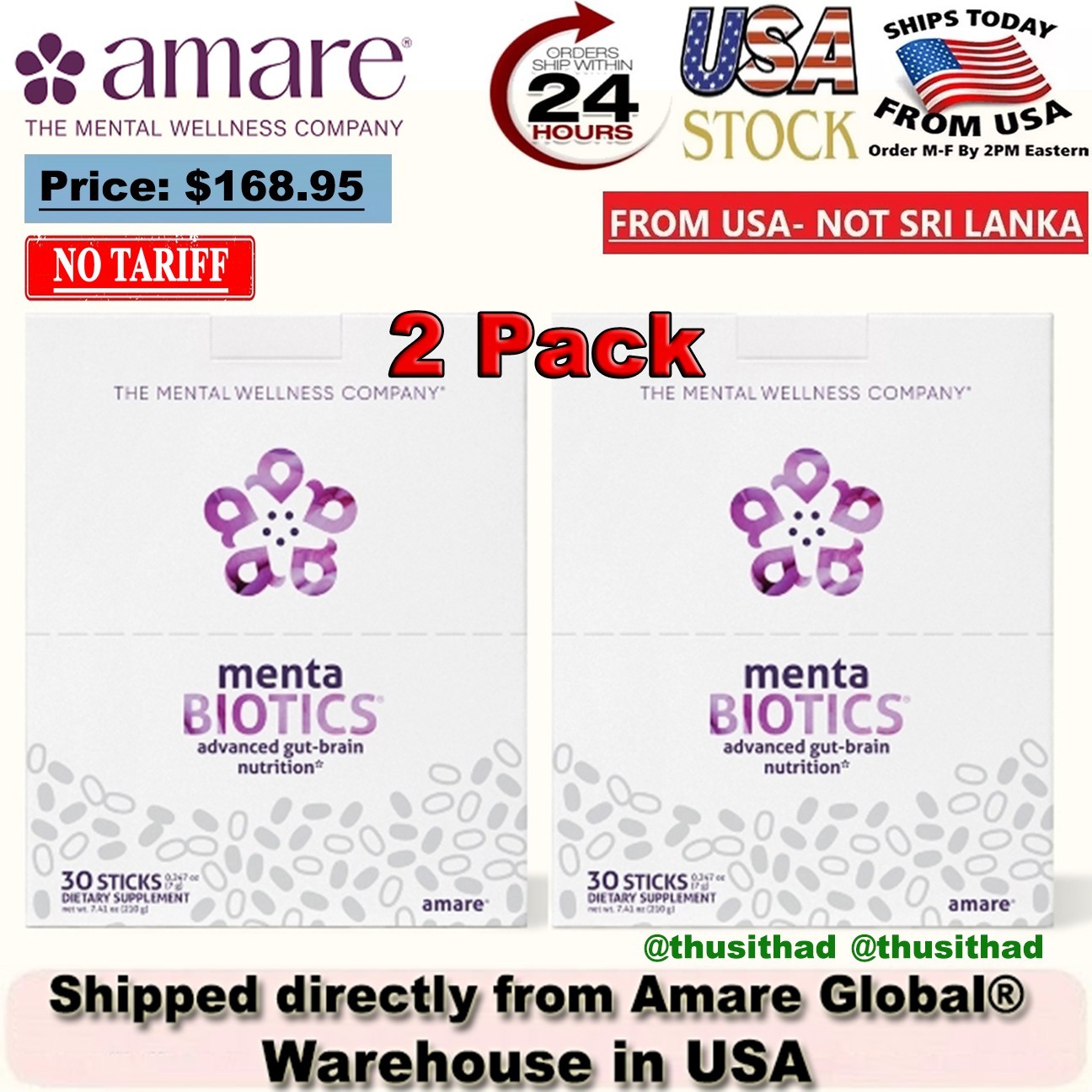 2 Boxes Amare MentaBiotics Advanced Gut-Brain Nutrition 30 Sticks ❗️US Seller❗️
