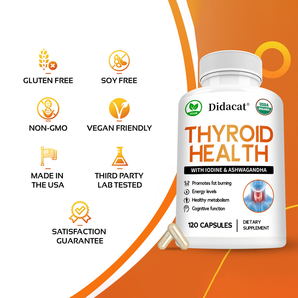 Advanced Thyroid Health Supplement with Iodine Capsules Free Shipping