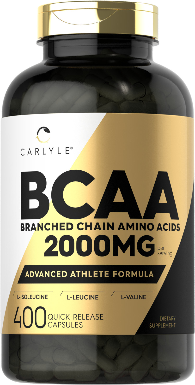 BCAA Amino Acids | 2000mg | 400 Capsules | Branch Chain Amino Acids | Carlyle