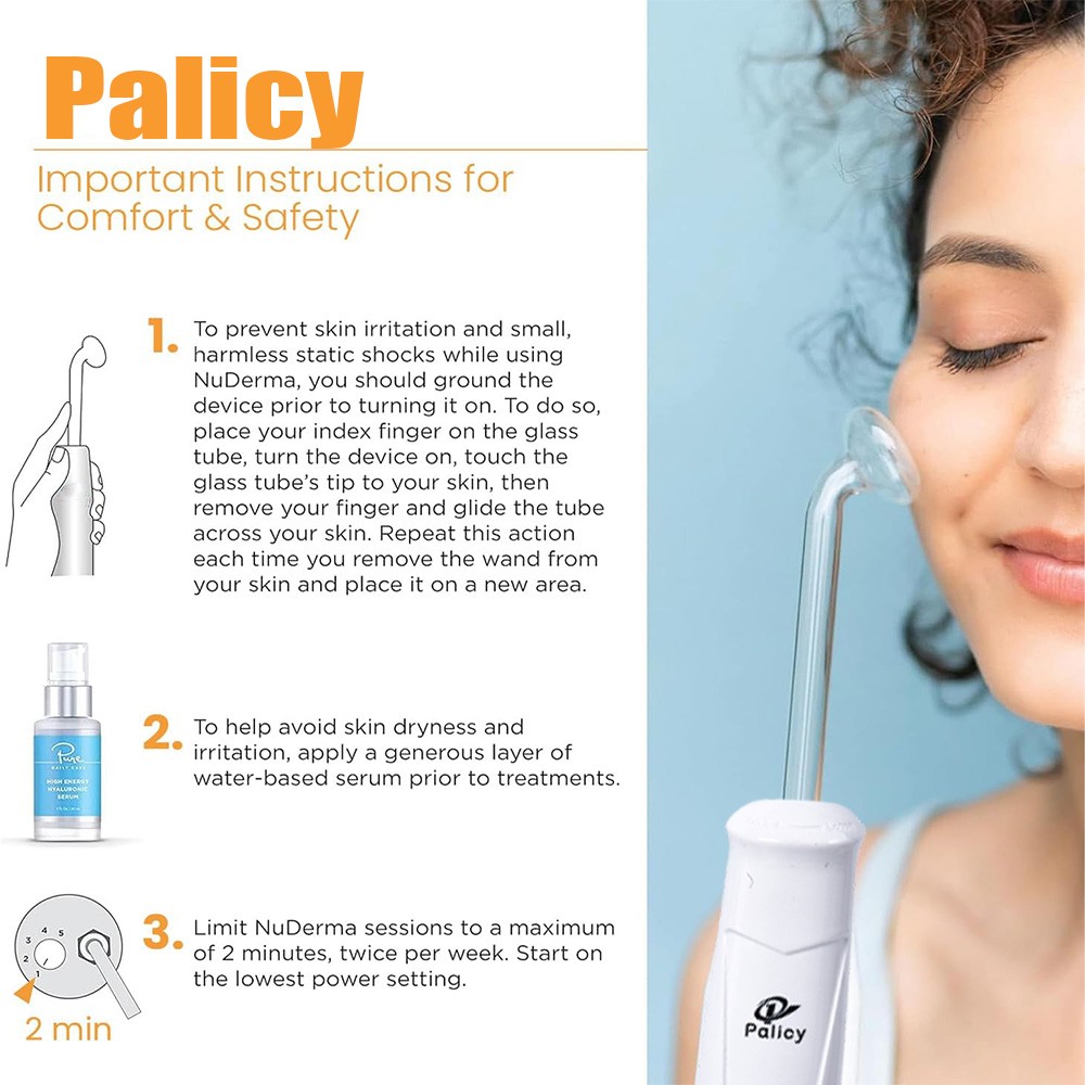Portable High Frequency Facial Machine & 4 Glass Wands Violet Orange Ray Light