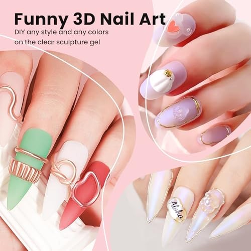 Solid Builder Gel For Nails, Clear, Nail Art for 3D 0.56 Fl Oz (Pack of 1)