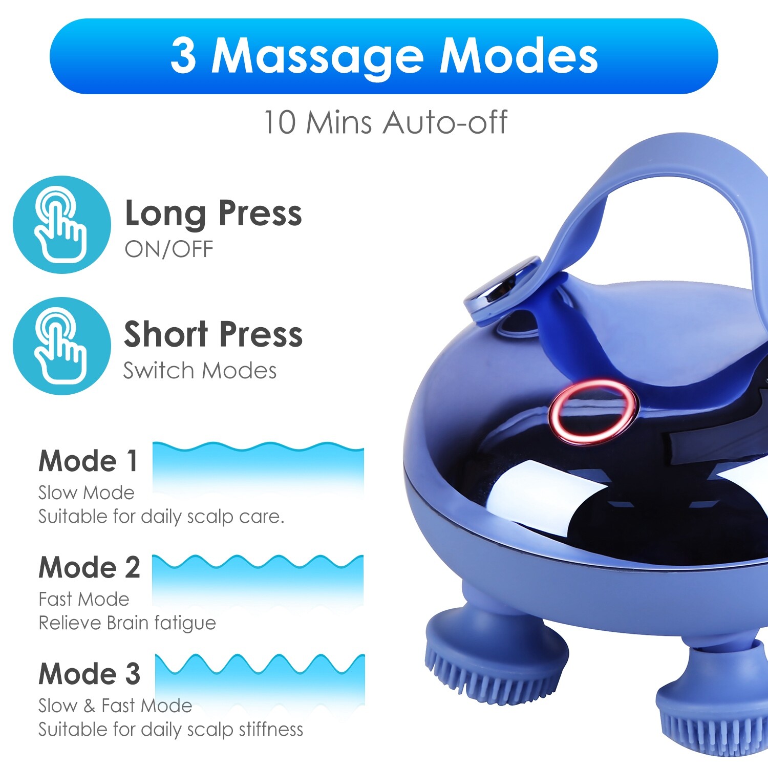 Full Body Head Massage Handheld Portable Electric Scalp Massager for Hair Growth