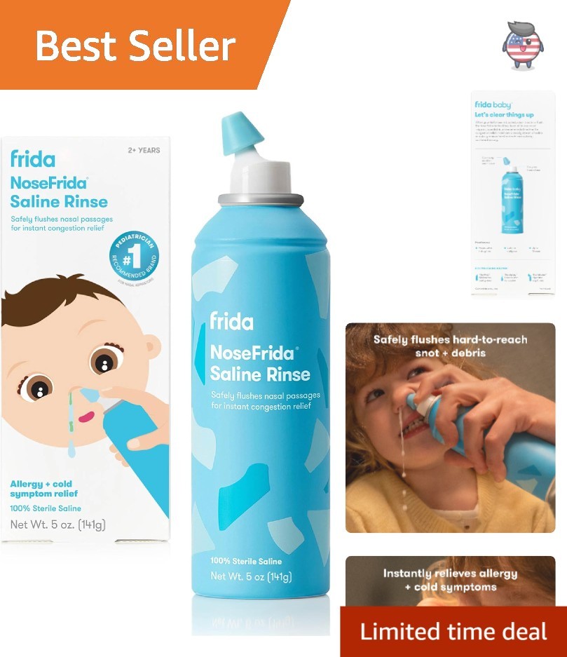 Safe & Ready-to-Use Saline Rinse for Kids, Instant Relief from Congestion – 5oz