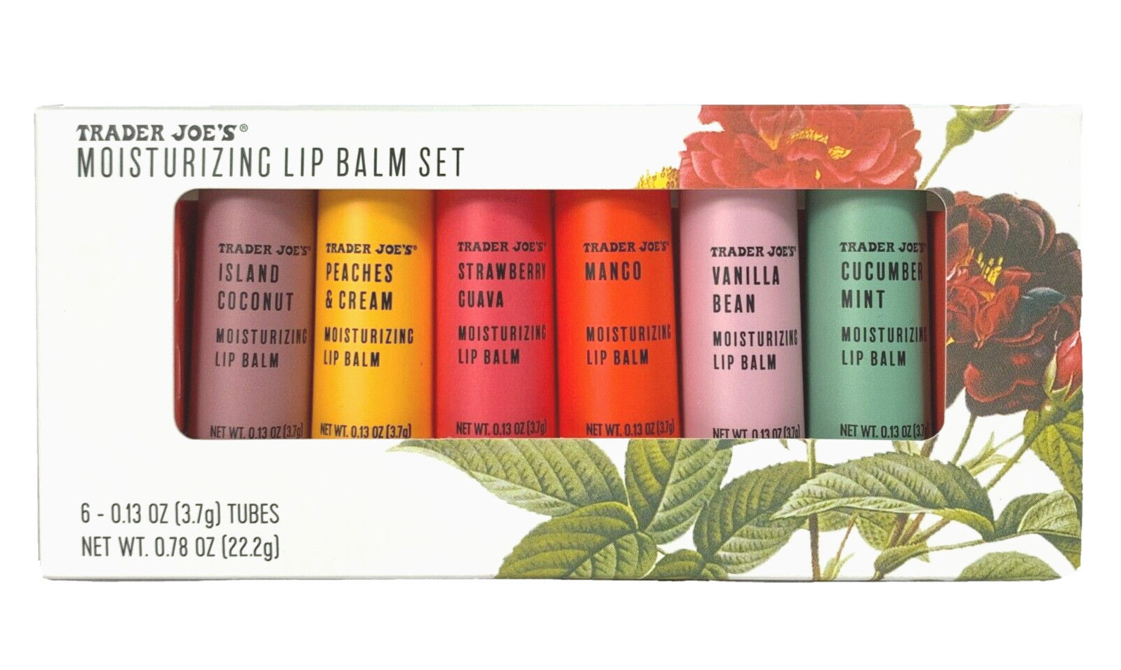 TRADER JOE’S Moisturizing Lip Balm Soothe Dry Lips Set of 6 Flavors Ships Free