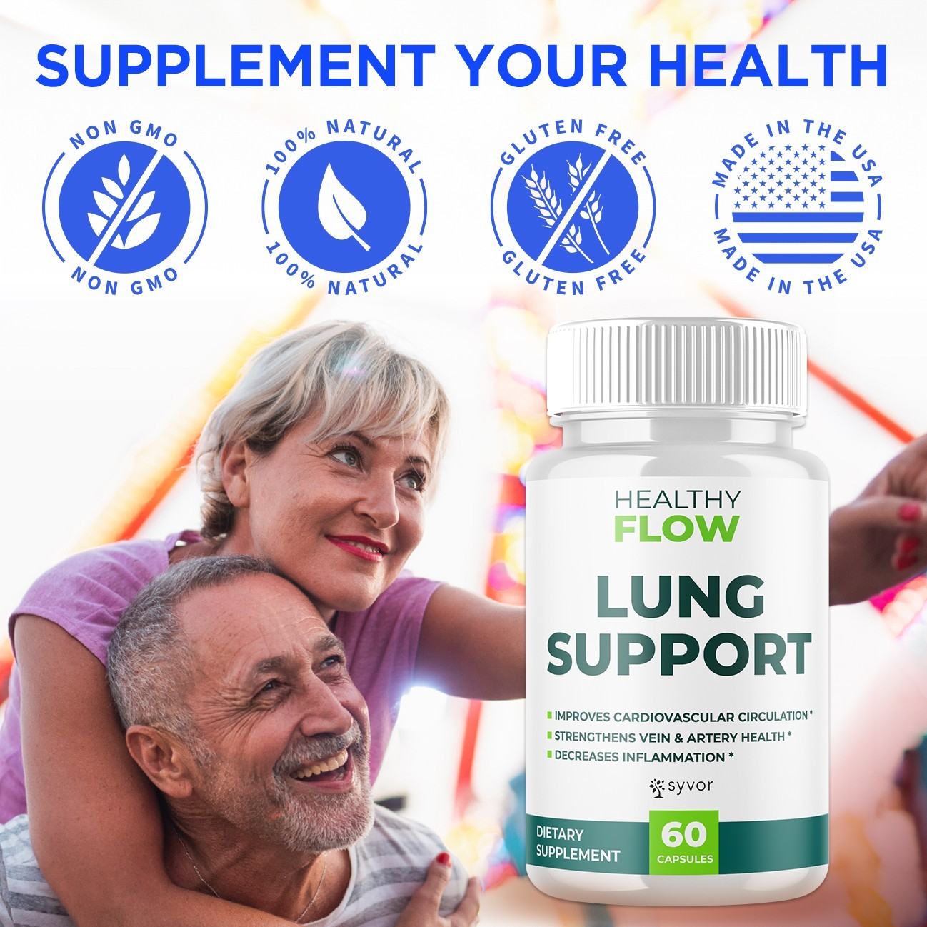(1 Pack) Healthy Flow Lung Support Advanced Vitamin Max Supplement 60 Capsules