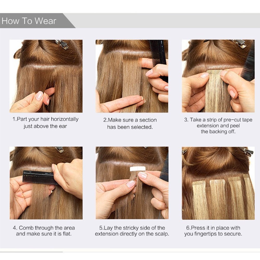 12-24inch Tape In Glue Remy Human Hair Extensions 150g Real Thick Long Blonde US