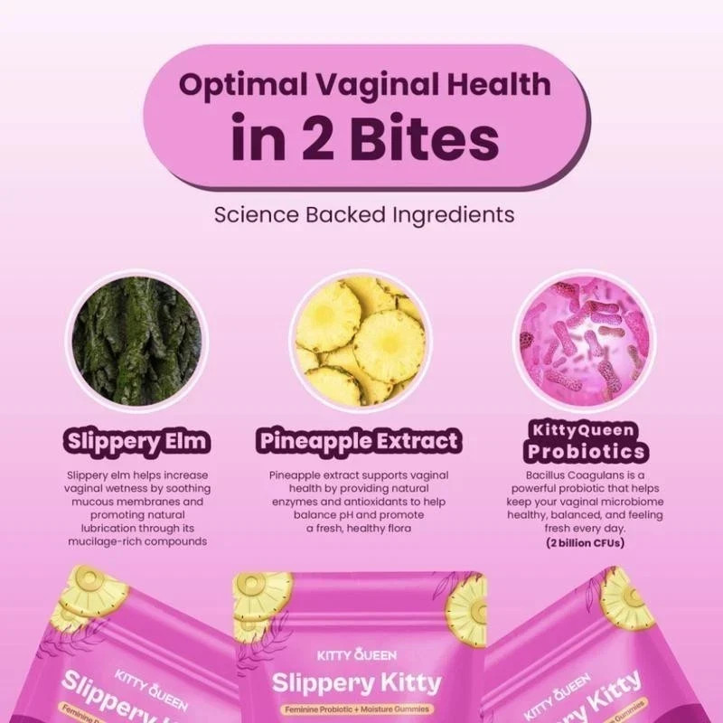 Kitty Queen Slippery Kitty – Feminine Probiotic + Moisture Gummies+