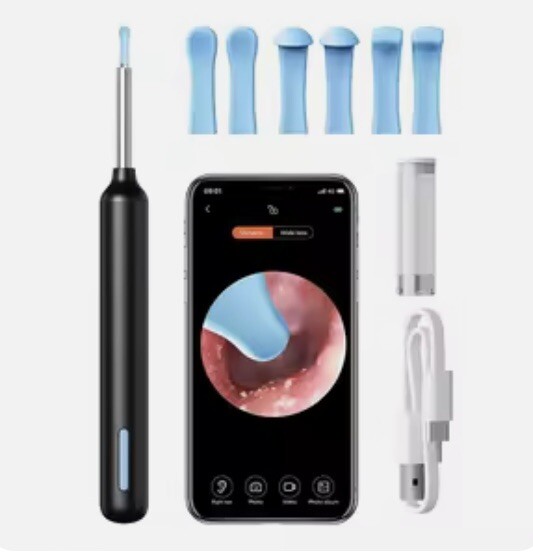 Black Smart Visual Ear Cleaner with Camera connectable with every phone