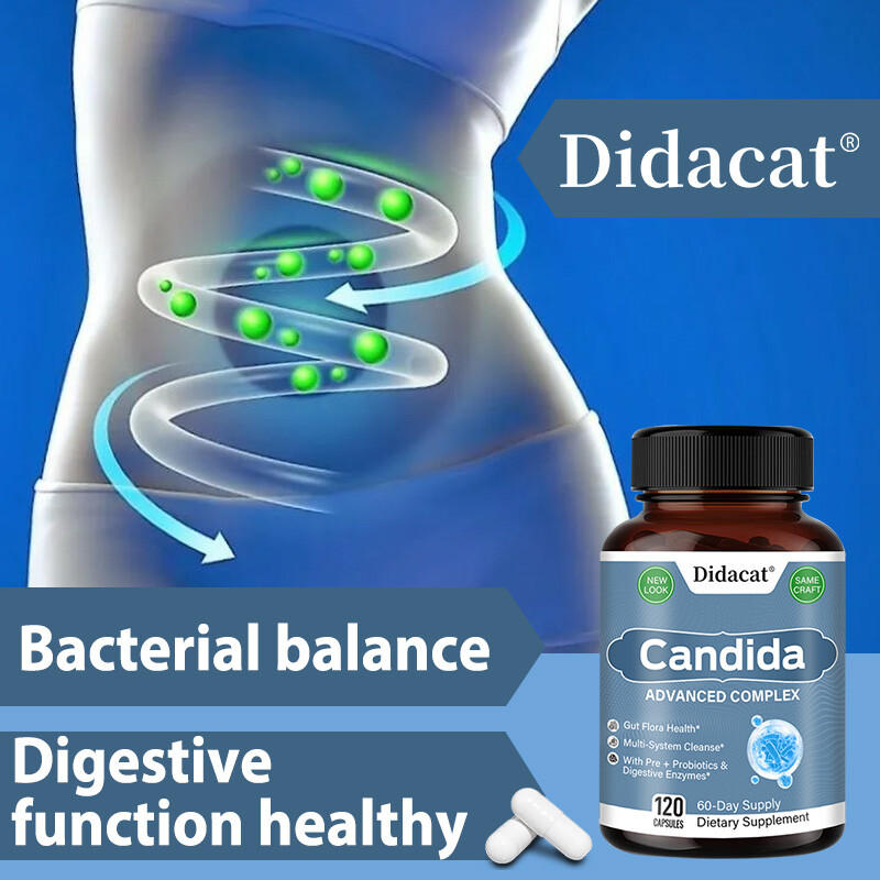 Potent Candida Cleanse support capsules and Detox with Herbs Enzymes formula