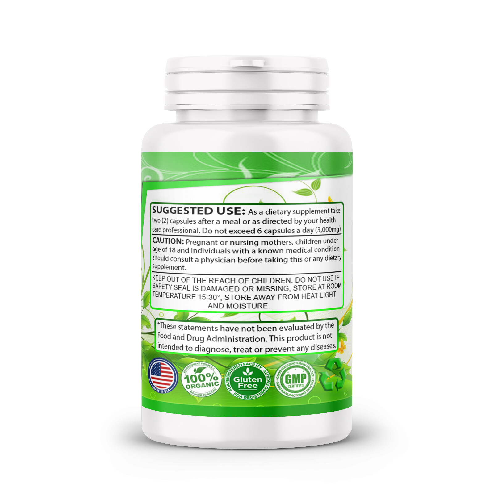 Moringa Oleifera Leaf Organic Extract 10,000mg Serving 100% Pure 180 Capsules