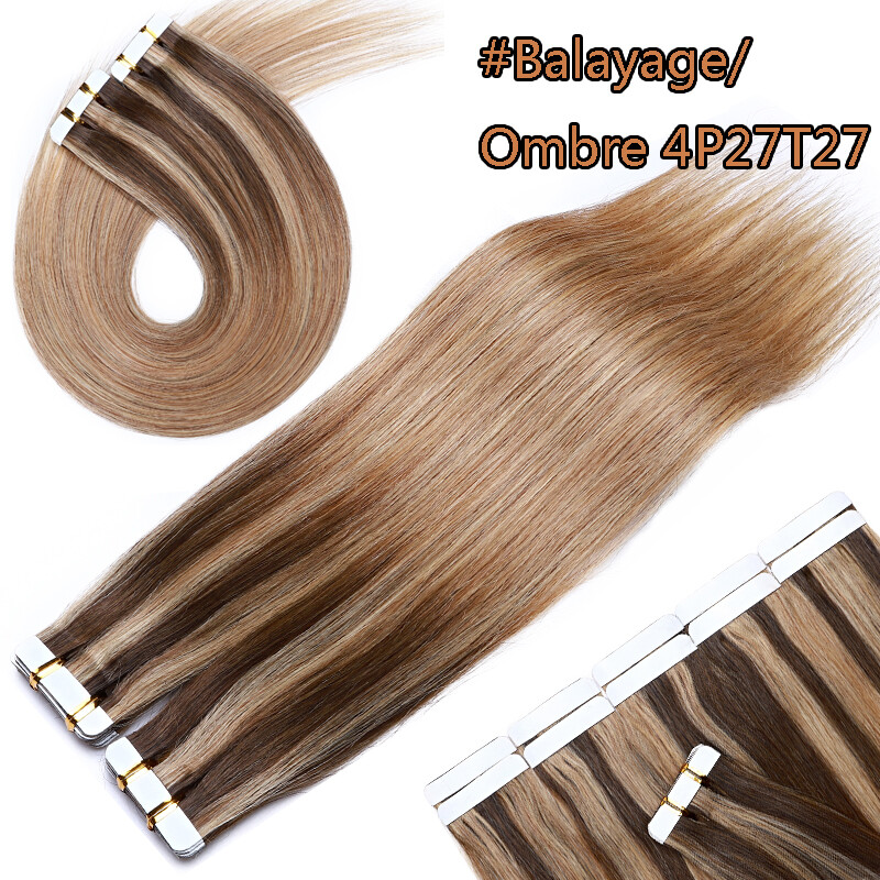 40pcs Thick Tape In 100% Real Human Hair Extensions Russian Skin Weft Full Head