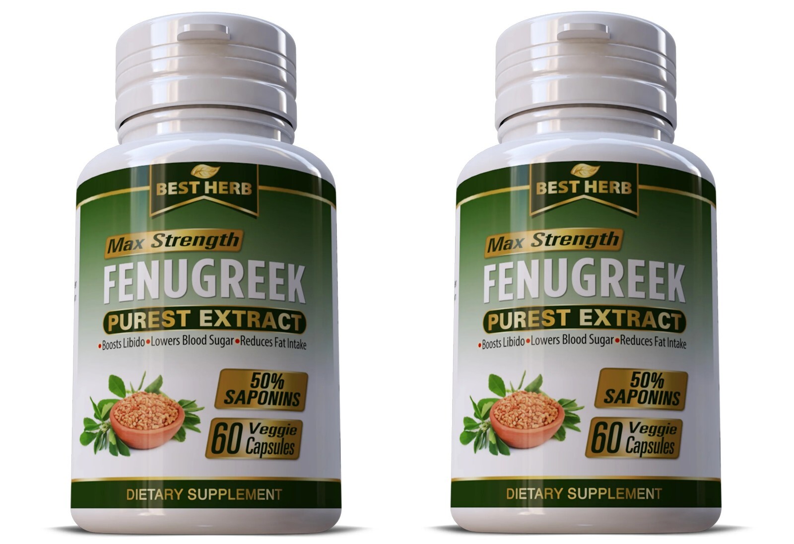 2 BOTTLES – Fenugreek 2000mg Testosterone Booster Pills 120 CAPSULES LOT 1/2028